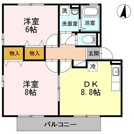 福山市千田町のアパートの間取り