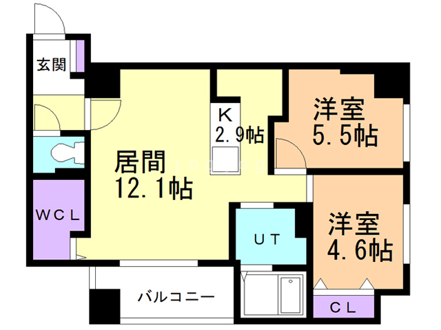 札幌市豊平区月寒中央通のマンションの間取り