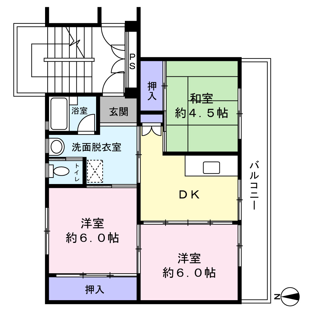 黒石市末広のマンションの間取り