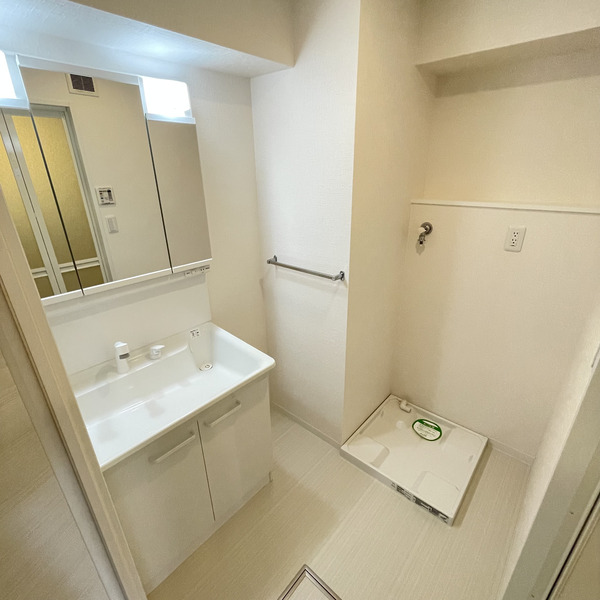 洗面設備　朝の支度にも助かる、独立の洗髪洗面化粧台