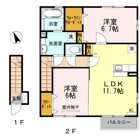 酒田市Droom　ソレイユ・ココ　202号室の間取り