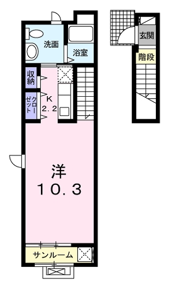 大竹市北栄のアパートの間取り