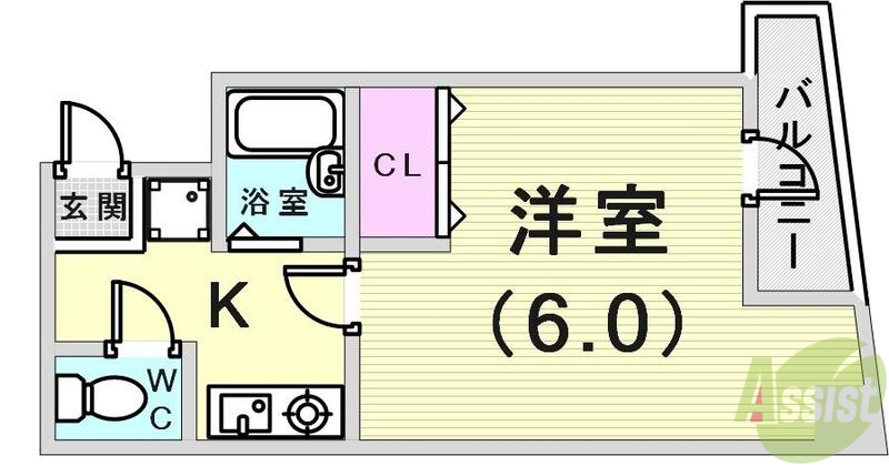 神戸市中央区相生町のマンションの間取り