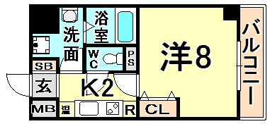 尼崎市神田南通のマンションの間取り