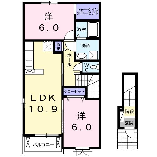 グーテンターク　つなわき　Ａの間取り