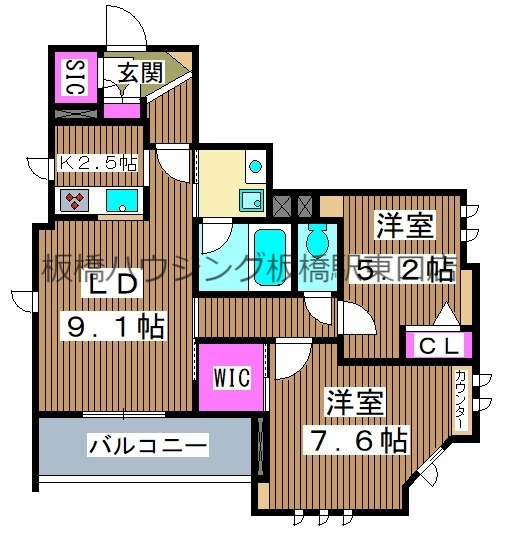 東京都板橋区清水町（マンション）の賃貸物件の間取り