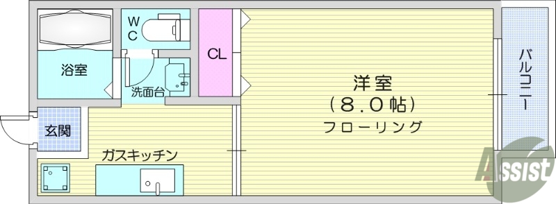 仙台市青葉区荒巻のアパートの間取り