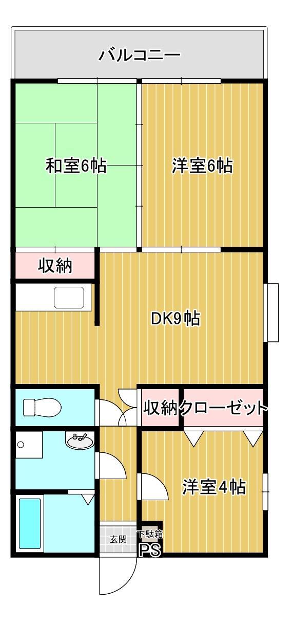 鹿児島市東谷山のマンションの間取り