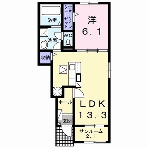 北九州市小倉南区石田南のアパートの間取り