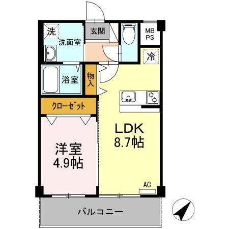 仙台市宮城野区東仙台のマンションの間取り