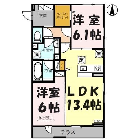 【越谷市新越谷のアパートの間取り】