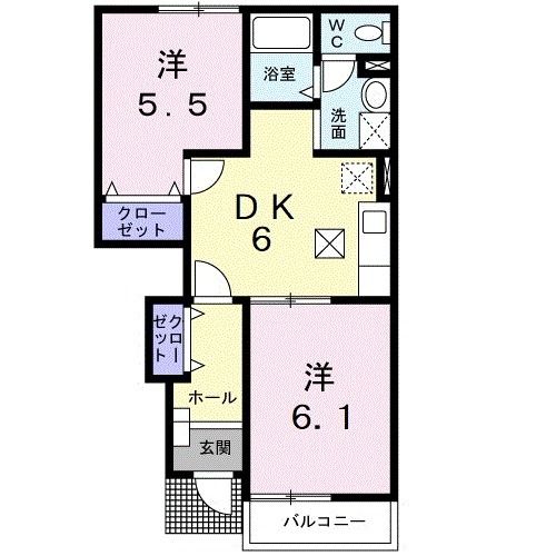 橋本市高野口町伏原のアパートの間取り