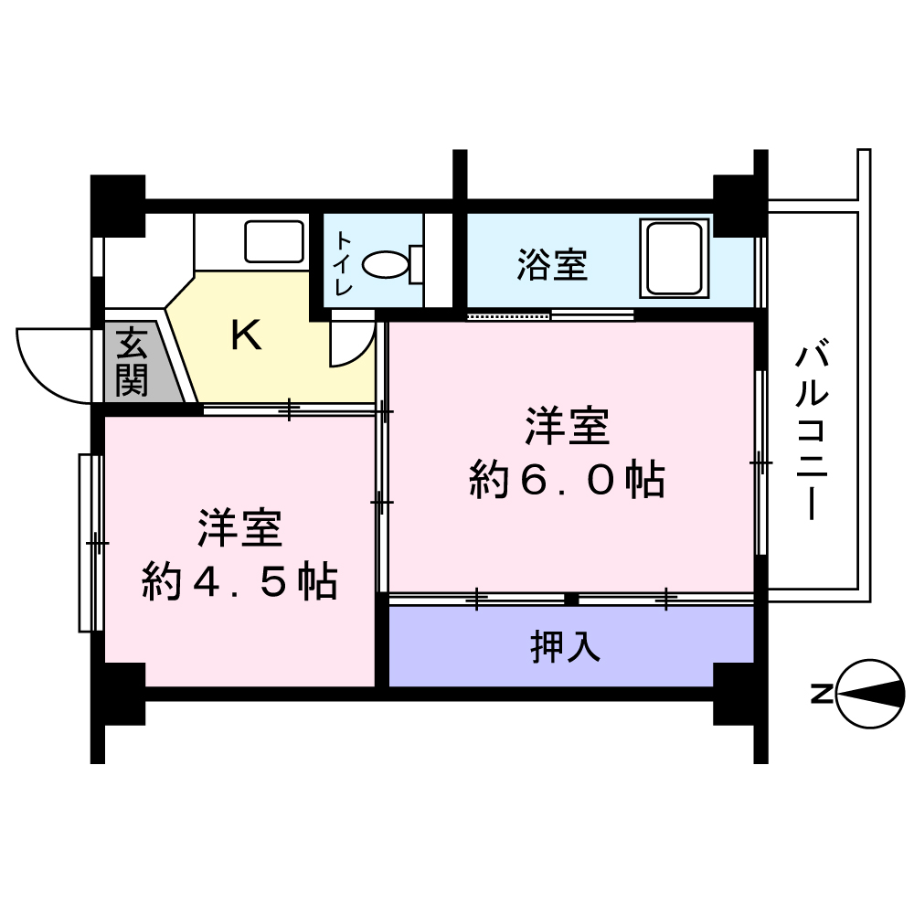 ビレッジハウス岩沼2号棟の間取り