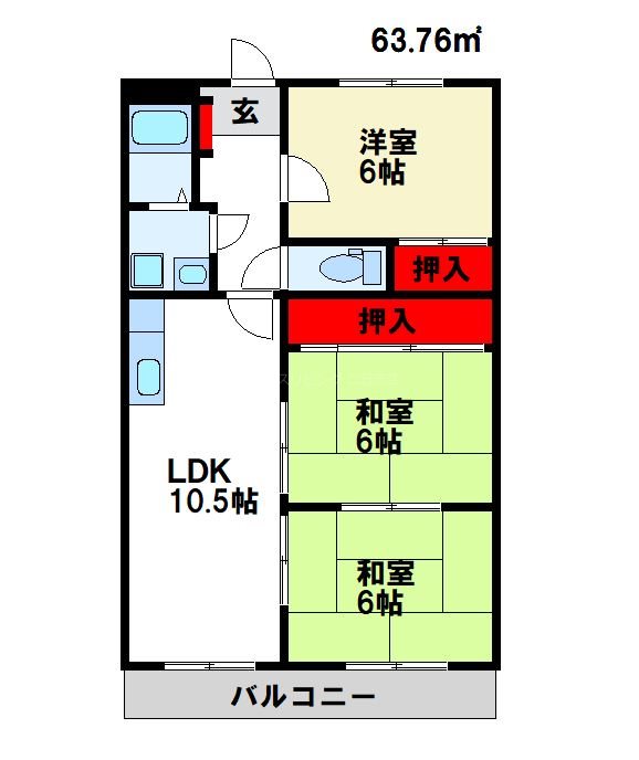 筑紫野市針摺南のマンションの間取り