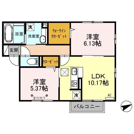 南埼玉郡宮代町本田のアパートの間取り