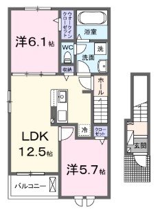 八尾市東山本町のアパートの間取り