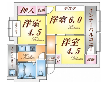 神戸市垂水区舞子台のマンションの間取り