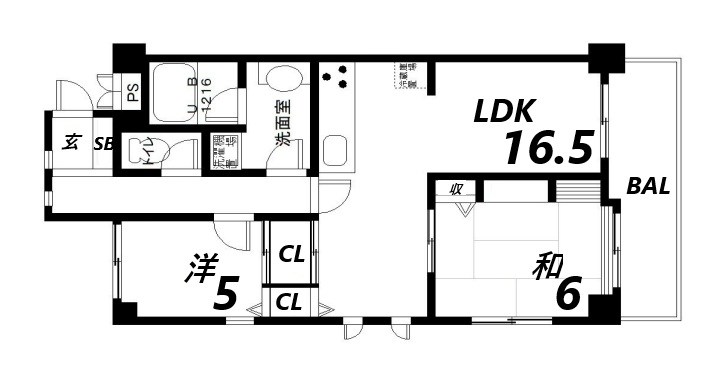 神戸市中央区熊内橋通のマンションの間取り