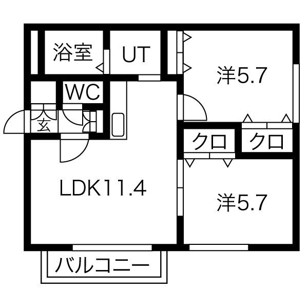 札幌市西区八軒三条西のマンションの間取り