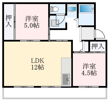 大阪狭山市大野台のマンションの間取り