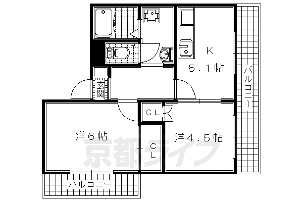 宇治市木幡のマンションの間取り