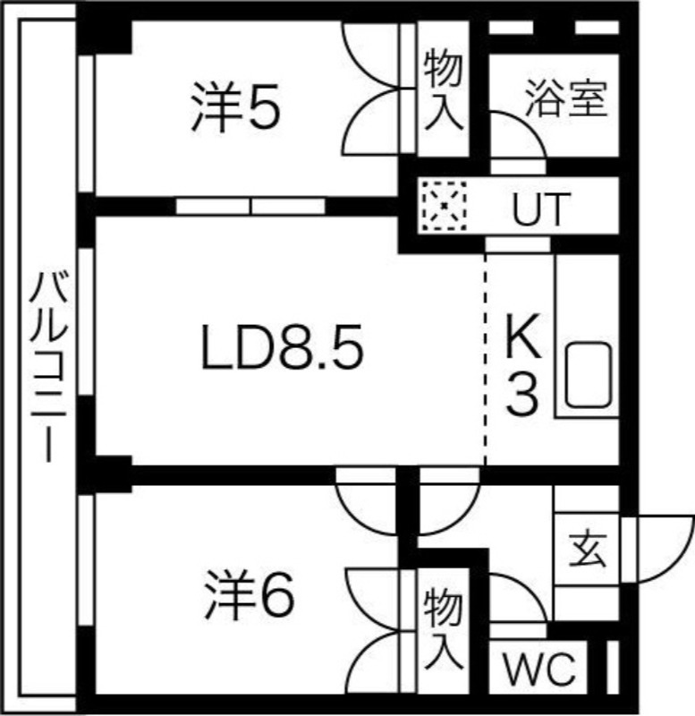 【札幌市東区北四十三条東のマンションの間取り】