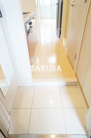 玄関　人感センサー付き・鏡付き・シューズボックス付き♪