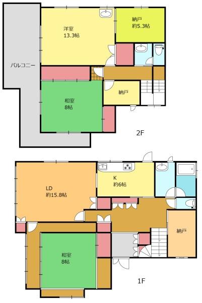 南海泉北線 光明池駅 バス乗車時間：10分 最寄りバス停で下車 徒歩4分 2階建 築38年の間取り写真