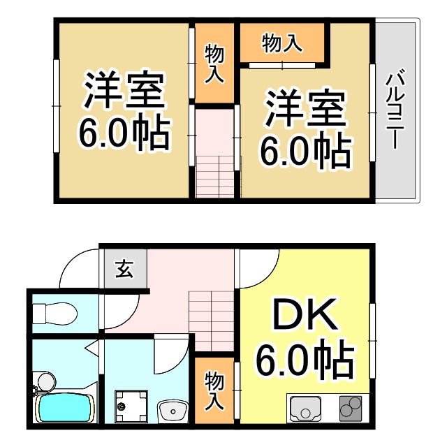 ＪＲ東海道本線 尾頭橋駅 徒歩7分 2階建 築34年の間取り写真