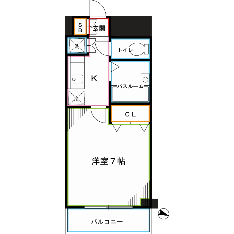 ＪＲ総武線 東中野駅 徒歩6分 7階建 築23年の間取り写真