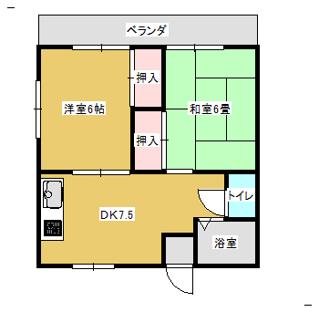 青森市大字三内のアパートの間取り