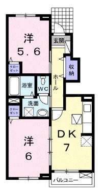 高松市川部町のアパートの間取り