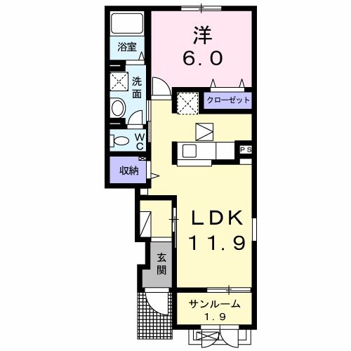 新発田市新栄町のアパートの間取り