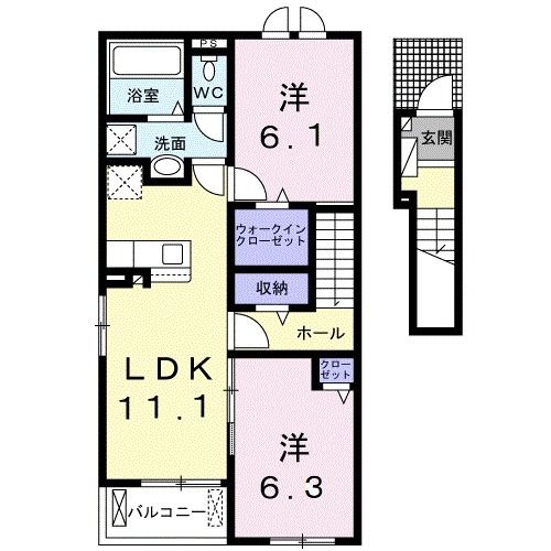 上田市下塩尻のアパートの間取り