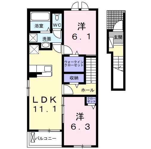 鹿嶋市平井東のアパートの間取り