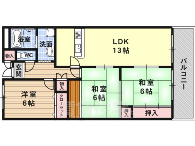 【摂津市学園町のマンションの間取り】