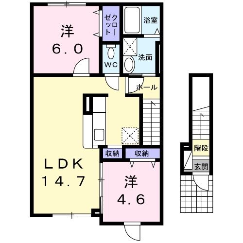 函館市深堀町のアパートの間取り