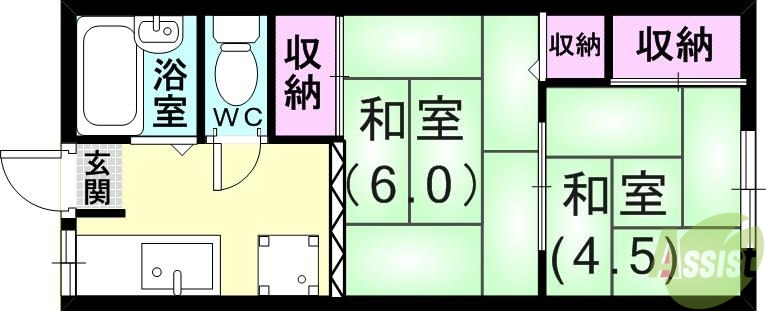 神戸市長田区北町のマンションの間取り