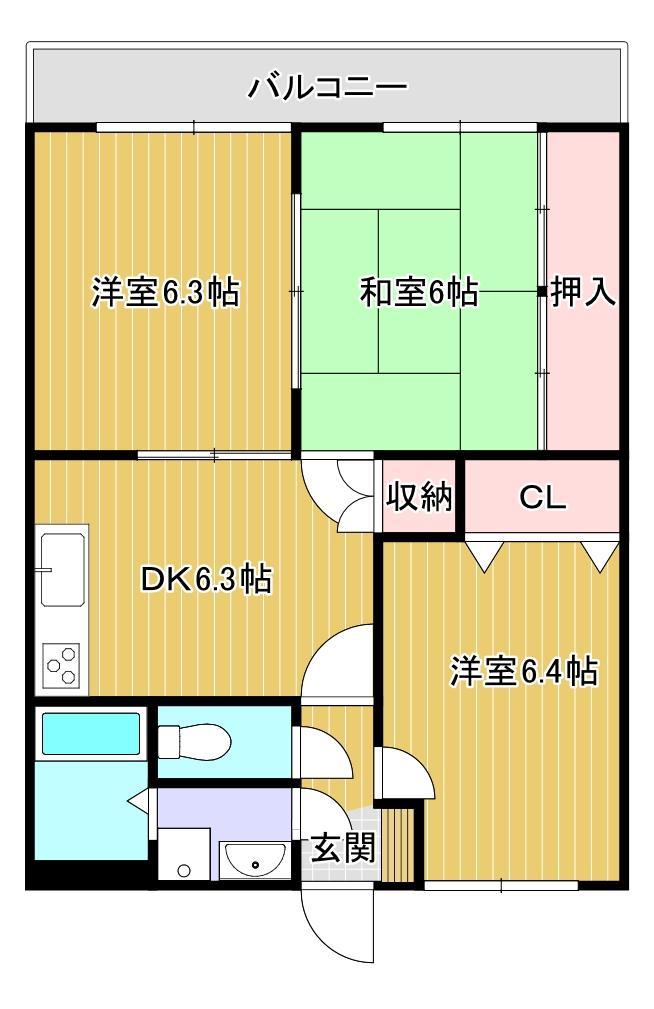 鹿児島市上福元町のマンションの間取り