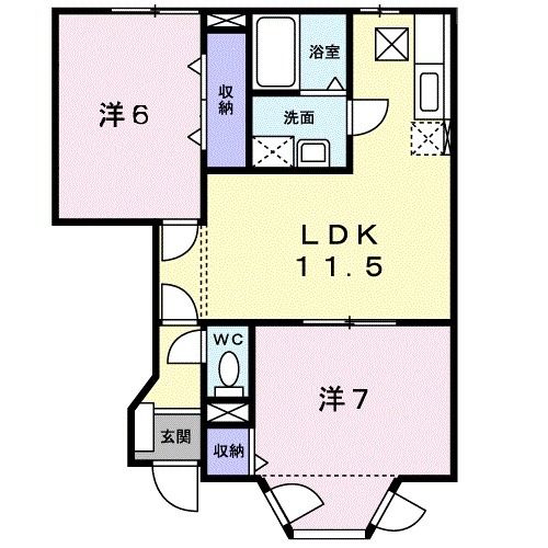 【今治市北鳥生町のアパートの間取り】