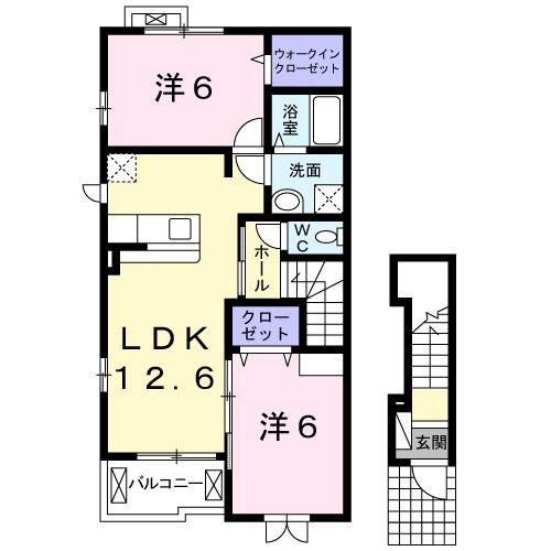 【足利市本城のアパートの間取り】