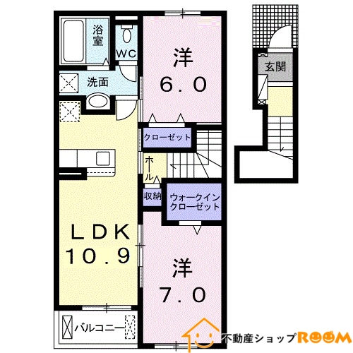 八女市龍ケ原のアパートの間取り