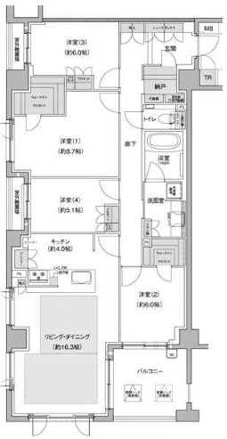 芦屋市朝日ケ丘町のマンションの間取り