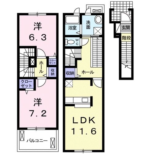 草津市新浜町のアパートの間取り