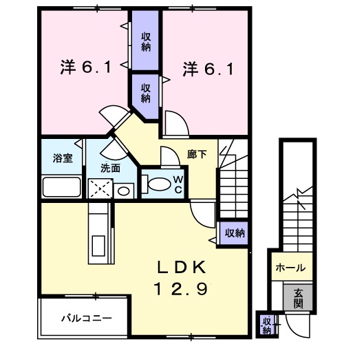 新発田市御幸町のアパートの間取り