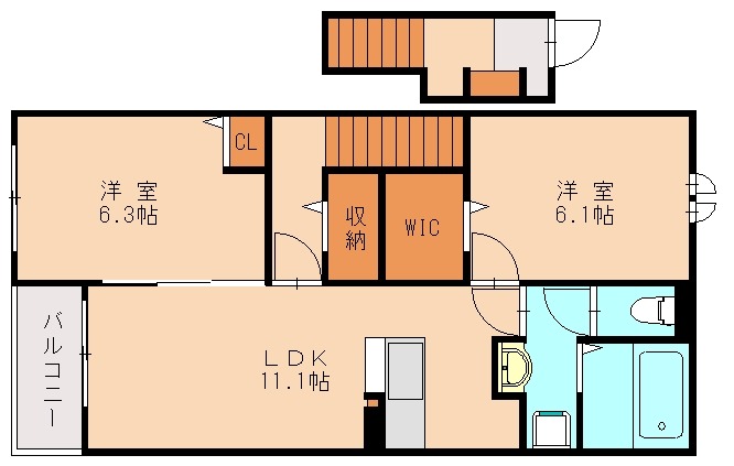 福津市津屋崎のアパートの間取り