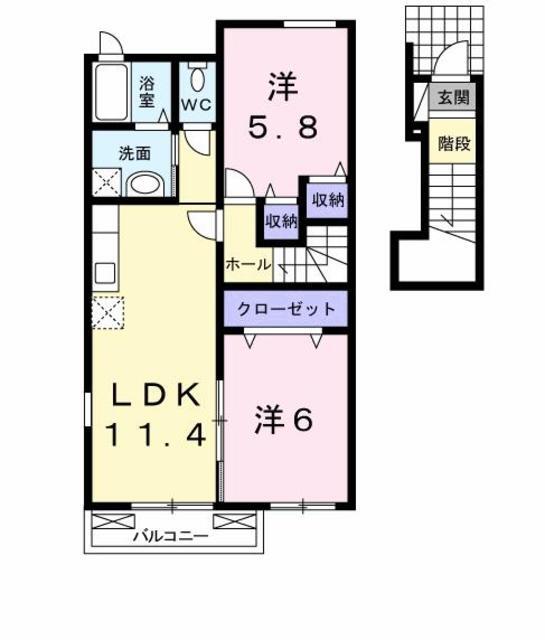 糟屋郡須惠町大字植木のアパートの間取り