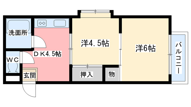 奈良市法華寺町のマンションの間取り