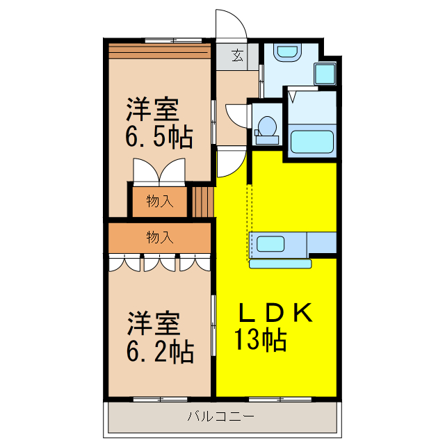 古河市下山町のアパートの間取り