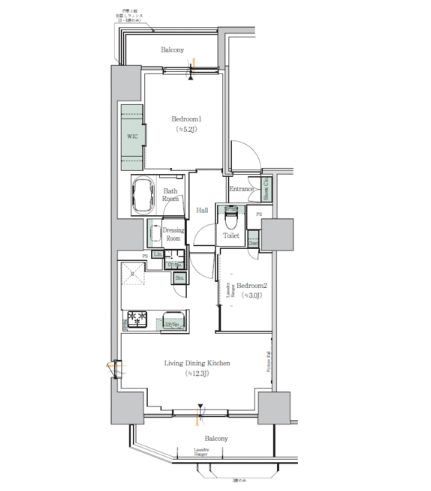 【荒川区西日暮里のマンションの間取り】